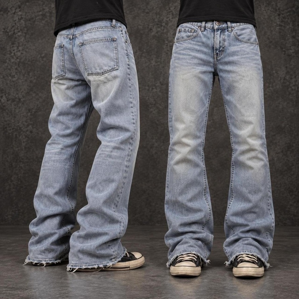 28x30 Blue Faded Distressed Slim Bootcut Jeans Y2K